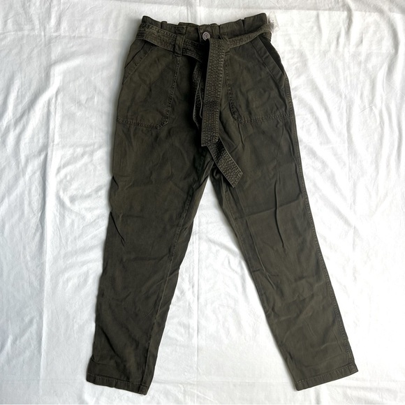 Maurices high waisted paper bag tencel pants dark green. Size 4 nwt - Picture 1 of 13